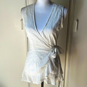 Sleeveless Eyelet Wrap Top